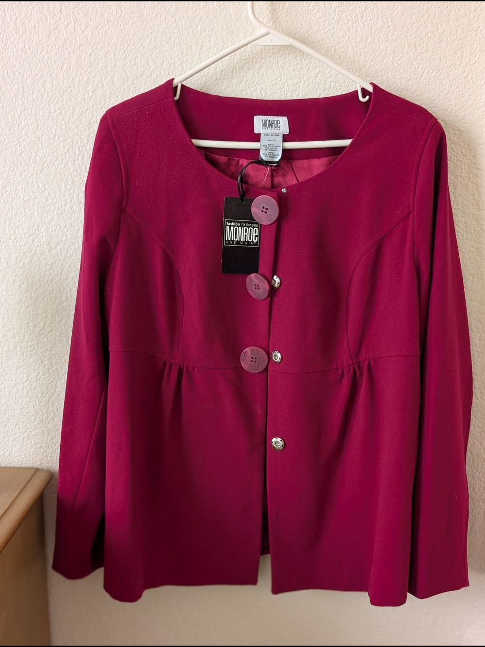 Monroe & Main Raspberry Button Front Women's Jacket
